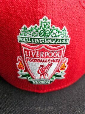 Liverpool FC Hat '47 Brand Snapback Red Black Cap Liverbird Crest EPL Soccer OSF